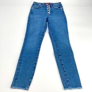 UEC Guess button fly jeans high waisted cropped raw hem jeans size 24